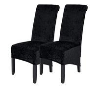 abodos Dining Chair Covers, Crushed Velvet Stretchable Elastic Chairs Protective Cover, Removable Washable Slipcovers for Dining Room Wedding Banquet Party Chair Covers,black,set of 2