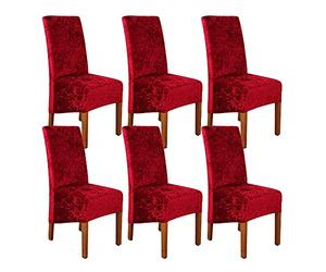 abodos Dining Chair Covers, Crushed Velvet Stretchable Elastic Chairs Protective Cover, Removable Washable Slipcovers for Dining Room Wedding Banquet Party Chair Covers,red,set of 6