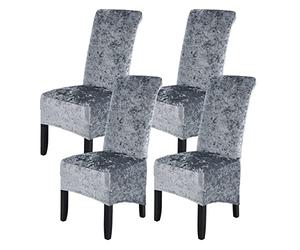 abodos Dining Chair Covers, Crushed Velvet Stretchable Elastic Chairs Protective Cover, Removable Washable Slipcovers for Dining Room Wedding Banquet Party Chair Covers,gray,set of 4
