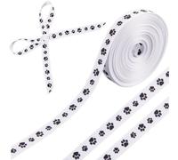 ABODYALS 9.14M 10mm Black Paw Print Ribbon Pet Dog Paws Pattern Easter Party Grosgrain Single Faced Fabric Cute Animal Themed Printed Thin Ribbons for Gift Wrapping Bows Floral Wedding Decor Diy Craft