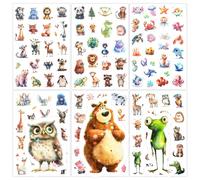 ABOHU 12 Pcs Colorful Animal Stickers, Holographic Animal Sticker Pack Glitter Waterproof Vinyl Decals for Kids Teens Adults, Cute Stickers for Scrapbooking, Crafts, Skateboard, Luggage, Laptop