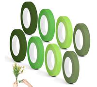 ABOHU 8 Rolls Florist Stem Wrap Tape, 12mm Width Green Flower Bouquet Tape, Floristry Supplie for Bouquet Stem Wrapping and DIY Handcrafts, 27 M/Roll