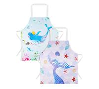 ABOHU Kids Aprons, 2 Pcs Child Chef Aprons, Childrens Kids Toddler Waterproof Play Apron, Cartoon Style Toddler Children Painting Apron, Children Kitchen Apron for Kids Toddler Painting Baking Artist