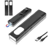ABOHU Pocket EDC Torch, 2PCS Slim Flat Torch Rechargeable Work Light with Pocket Clip and Magnetic Base, IP45 Waterproof & Drop-Resistant, Mini Led Torch for Hiking, Workshop, Repair