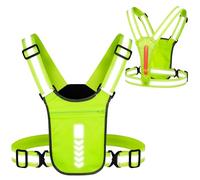ABOHU Running Vest High Visibility Reflective Gear, LED Reflective Vest Running Gear with Pocket, Mens Hi Viz Vests, Elastic Adjustable 360° Hi Vis Safety Warning Vest for Dog Jogging Hiking Cycling