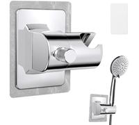 ABOHU Shower Head Holder, Strong Adhesive and Waterproof Shower Head Mount, 360° Rotation Adjustable Handheld Shower Wand Holder Bracket, No Drilling Wall Mount Bracket for Home Bathroom, Silver