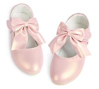 ABOHU Toddler Girl's Dress Shoes, Little Girl Mary Jane Flat Shoes with Bow, School Shoes for Girls, for Flower Girl Party, Birthday Parties, Cosplay Dance, Princess Fancy Dress Up Pink