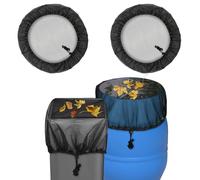 ABOHU Water Butt Net Rain Barrel Cover, 2 Pcs Mesh Cover for Rain Barrels, 60 cm Adjustable Rain Butt net with Drawstring,Tank Rain Mesh Cover for Garden Rain Buckets Keeps Mosquitos and Debris Out