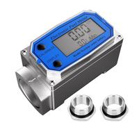 Aboiled 1 Inch Flow Meter with 3/4 Inch Adapters, Digital Turbine Flow Meter 2.5-31 GPM Inline NPT Thread DieselFlow Meter