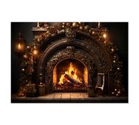 Aboiled 1 Piece Christmas Background Cloth Fireplace Flame Party Decoration Photo Studio Photography Backdrops 210cm X 150cm