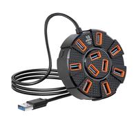 Aboiled 10 Ports USB Hub 10Ports USB Hub Dock USB 3.0 Hub Splitter USB Adapter Extender for Laptop, Desktop, PC, Car, Game Console