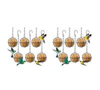 Aboiled 12Pcs Ball Bird Feeders, Bird Suet Ball Feeders, Metal Hanging Bird Feeders with Hooks, Round Suet Ball Feeder Black