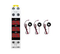 Aboiled 1Set Din Rail Mount 3 Phase Ampere Meter LED Digital Display Detector Ammeter ABS
