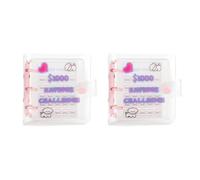 Aboiled 2 Piece 1000 Savings Challenge Binder with Mini Envelope Savings Challenge Book Pink Reusable Budget Binder Book