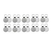 Aboiled 20Pack Glitter PU Leather Keychain Heat Transfer Keyring Round Sublimation Blank Silver