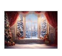 Aboiled 210x150cm Christmas Background Cloth Christmas Window Children Photo Studio Photo Photography Backdrops,E Easy Install Easy to Use