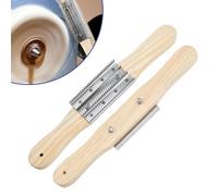 Aboiled 2pcs Buffing Wheel Rake,Wooden Handle 4 Rows of Metal Teeth Buffing Wheel Cleaning Tool for Removing Residual Compounds