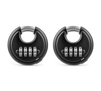 Aboiled 2X 4 Digit Combination Disc Padlock with Hardened Steel Shackle Combo Lock for Sheds, Storage Unit, School Gym Locker