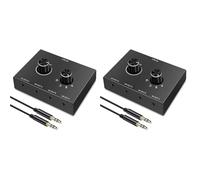 Aboiled 2X 4 Way 3.5mm Jack Audio Switcher Stereo Bi-Directional Audio Switch Splitter Box 4 in 1 Out Headphone Amplifier