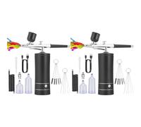 Aboiled 2X Airbrush KIT Cordless Rechargeable Compressor Airbrush Set, Automatically Handles Model Painting, Nails, Makeup B
