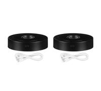 Aboiled 2X Round Stand Led Rotating Display Stand Base for Crystals Lighted Base 8 Light Modes Display Pedestals(Black)