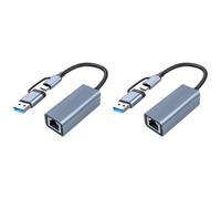 Aboiled 2X USB 3.0 to Ethernet Adapter with USB C to RJ45 Gigabit LAN 1000 Mbps Wired Network, Network Adapter, for