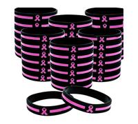 Aboiled 36 Pcs Breast- Awareness Bracelets Bulk Items Accessories Simple Pink Ribbon Silicone Wristbands