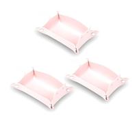 Aboiled 3Pcs Pad Cute Cats Shaped Leather Valet Tray,Jewelry Tray for Coffee Table,Decorative Desk Organizer,Catchall Tray Pink
