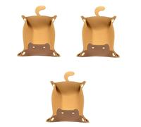 Aboiled 3Pcs Pad Cute Cats Shaped Leather Valet Tray,Jewelry Tray for Coffee Table,Decorative Desk Organizer,Catchall Tray Brown Easy to Use About 13x19.5cm