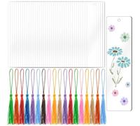 Aboiled 40PCS Acrylic Bookmarks Blanks with 40 PCS Colorful Tassels,DIY Clear Bookmark Bulk for Crafts Hanging Gift Tag