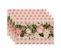 Aboiled 4PCS Xmas Trees Snow Pink Christmas Placemats Winter Table Mats for Kitchen Dining Decoration J