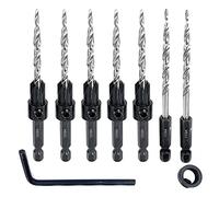 Aboiled 5Pcs Wood Countersink Drill Bit Set with 2Pcs Counter Sinker Replacement Replacement Parts Accessories Tapered Drill Bit Fit for Drilling Pilot Hole