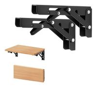 Aboiled 6 Inch Folding Shelf Brackets, 2 Pack Wall-Mounted Brackets, Space-Saving DIY Foldable Shelf for Tables