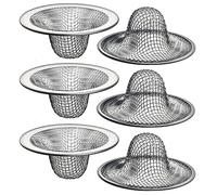 Aboiled 6 Pack - 2.125Inch Top / 1Inch Basket - Mesh Sink Drain Strainer Hair Catcher for Bathroom Sink, Utility, Slop, Laundry Easy Install Easy to Use