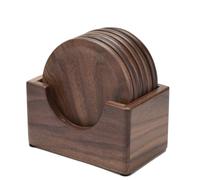 Aboiled 6Pcs Walnut Wood Coasters Placemats Decor Round Heat Drink Mat Home Kitchen Table Tea Coffee Cup Pad
