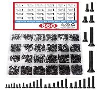 Aboiled 860 PCS Small Computer Screws Assortment Kit, Black Tiny Eyeglass Screws M1.2 M1.4 M1.7 M2 M2.5 M3, PC & Laptop SSD Hard