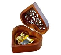 Aboiled A- Heart Shape Vintage Wooden Carved Mechanism Musical Box Wind Up Music Box, Gift for Christmas/Birthday/Valentine'S Day
