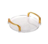 Aboiled Acrylic Clear Round Serving Tray Bathroom Vanity Tray Decorative Tray with Golden Handle for Coffee Table Office 1 PCS A