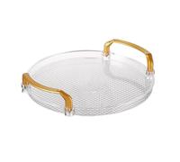 Aboiled Acrylic Clear Round Serving Tray Bathroom Vanity Tray with Golden Handle for Coffee Table Office 1 Piece B