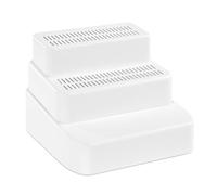 Aboiled Adjustable 3-Step Litter Box Ramp with Filter Function, Detachable Litter Trapper Designed for Small& Elderly Cats White