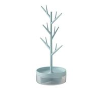 Aboiled Branch Jewelry Rack with Rotatable Base and Storage Box Tree Tower Rack Hanging Organizer, Blue About 14 X 36.5CM