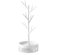 Aboiled Branch Jewelry Rack with Rotatable Base and Storage Box Tree Tower Rack Hanging Organizer, White Easy to Use About 14 X 36.5CM