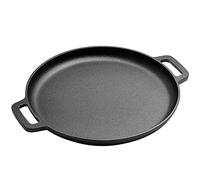 Aboiled Cast Iron Pizza Pan Steel Pizza Cooker with Handles Deep Stone for Oven or Griddle for Gas,35x35cm
