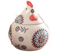Aboiled Ceramic Salt Cellar with Lid and Spoon, 13 OZ Salt Container for Coffee, Candies and Large Chicken Salt Jar on Holder for Counter Blue