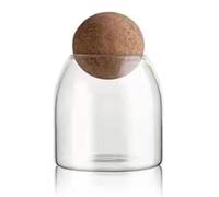 Aboiled Clear Glass Bottles, Glass Food Storage Containers with Airtight Round Cork, for Candy, Nut, Spice, Coffee Bean,9 X 10cm