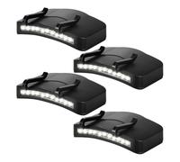 Aboiled Clip on Hat Headlamp 4 Pcs 11 LED Cap Light Clip Battery Powered Waterproof Cap Brim Lamp Black