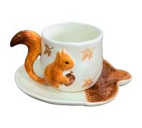 Aboiled Coffee Mug& Porcelain Cup Lovely Squirrel Relief Design Flower Mugs Afternoon Tea Teacup Fruits Juice Cup Sauce B