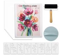 Aboiled Complete Monoprinting Kit Gel Printing Plate 8x10 Inch- Includes Brayer Roller, Stencils& Rice Paper,for DIY Crafts