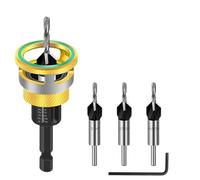 Aboiled Countersink Drill Bit Set 6-Piece, 1/4 Inch Hex Shank, Includes Pre-Drilling and Countersinking Functionality Step with Depth Stop
