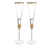 Aboiled Crystal Gold Embroidered Wine Glasses Set 2 Pieces Elegant Decorative Long Stem Champagne Flutes Cocktail Gift 2Pcs Champagne Glass